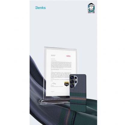 Кевларен кейс с MagSafe за Samsung Galaxy S26 Ultra - Benks Armor Air Aurora Kevlar Case 600D (черен-зелен) 9