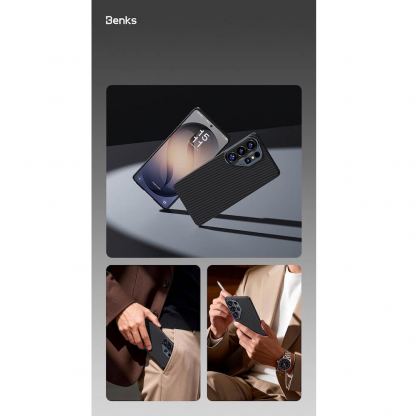 Кевларен кейс с MagSafe за Samsung Galaxy S26 - Benks Armor Air Kevlar Metal Frame Case 600D (черен) 9