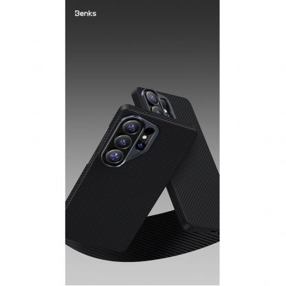 Кевларен кейс с MagSafe за Samsung Galaxy S26 Plus - Benks Armor Air Kevlar Metal Frame Case 600D (черен) 9