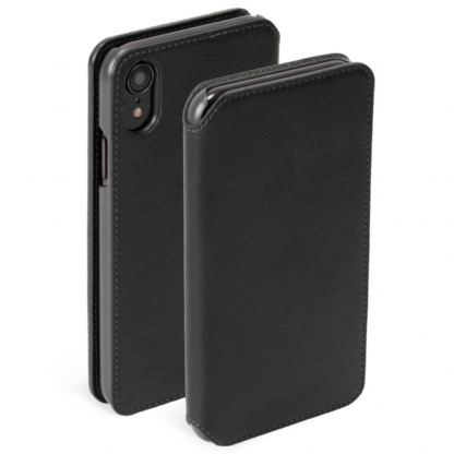 Krusell Pixbo 4 Card Slim Wallet Case - кожен калъф, тип портфейл за iPhone XR (черен) 2