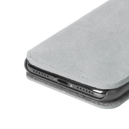 Krusell Broby 4 Card Slim Wallet Case - велурен калъф, тип портфейл за iPhone XS Max (сив) 2