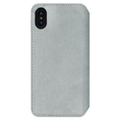 Krusell Broby 4 Card Slim Wallet Case - велурен калъф, тип портфейл за iPhone XS Max (сив) 5