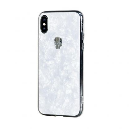 Bling My Thing TPU Treasure Silver Skull Swarovski - силиконов (TPU) калъф с череп от кристали Сваровски за iPhone XS, iPhone X (бял) 2