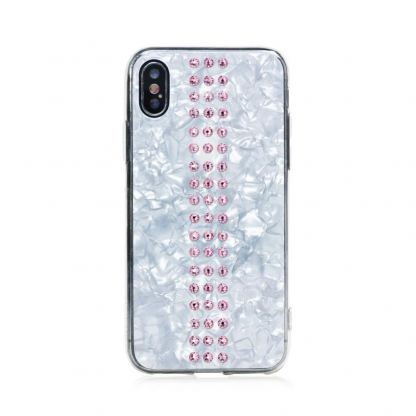 Bling My Thing Stripe TPU Light Rose Swarovski - силиконов (TPU) калъф с кристали Сваровски за iPhone XS, iPhone X (бял) 2