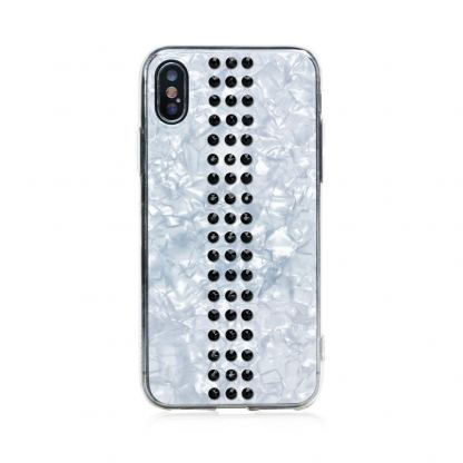 Bling My Thing Stripe TPU Jet Swarovski - силиконов (TPU) калъф с кристали Сваровски за iPhone XS, iPhone X (бял) 2
