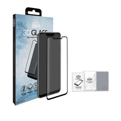 Eiger 3D Glass Full Screen Tempered Glass Screen Protector - калено стъклено защитно покритие с извити ръбове за целия дисплей на Huawei Mate 20 Pro (черен-прозрачен) 3