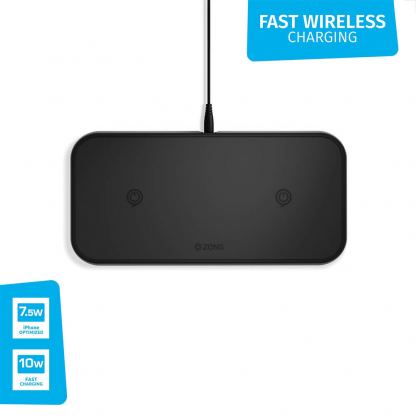 Zens Dual Wireless Charger Stand 10W with Power Supply ZEDC04B - двойна станция за безжично зареждане на Qi съвместими устройства (черен) 4