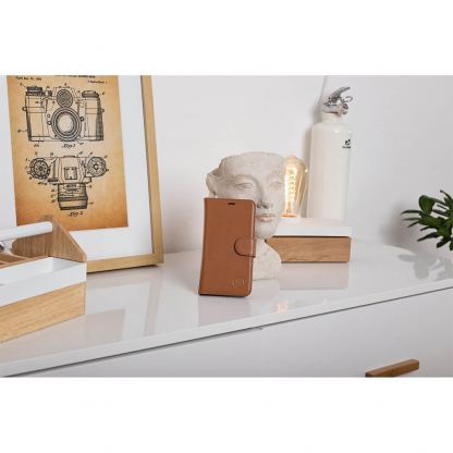 JT Berlin BookCase Kreuzberg Case - хоризонтален кожен (естествена кожа) калъф тип портфейл за iPhone XS Max (кафяв) 7