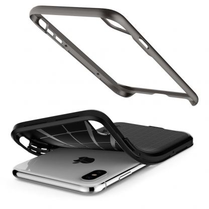 Spigen Neo Hybrid Case - хибриден кейс с висока степен на защита за iPhone XS Max (черен-сив)  8