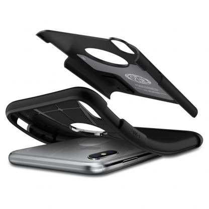 Spigen Slim Armor Case - хибриден кейс с поставка и най-висока степен на защита за iPhone XS, iPhone X (черен) 5