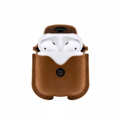TwelveSouth AirSnap Leather Case - кожен калъф (ествествена кожа) за Apple Airpods (кафяв) 2