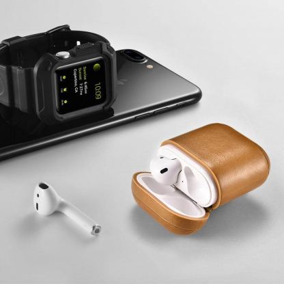 Prodigee Leather case Jack - кожен калъф (естествена кожа) за Apple Airpods (кафяв) 4