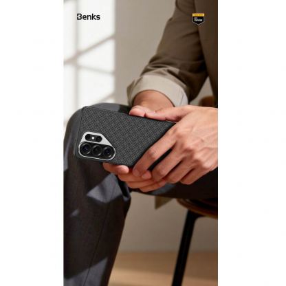 Удароустойчив кевларен кейс с MagSafe за Samsung Galaxy S26 - Benks Magnetic Armor Pro ArmorGrid Kevlar Case Metal Frame Case 600D (черен) 12