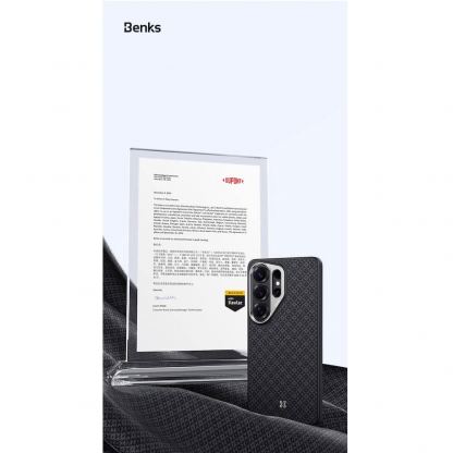 Удароустойчив кевларен кейс с MagSafe за Samsung Galaxy S26 - Benks Magnetic Armor Pro ArmorGrid Kevlar Case Metal Frame Case 600D (черен) 13