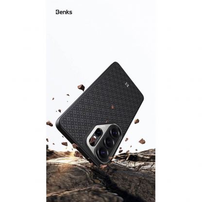Удароустойчив кевларен кейс с MagSafe за Samsung Galaxy S26 Ultra - Benks Magnetic Armor Pro ArmorGrid Kevlar Case Metal Frame Case 600D (черен) 6