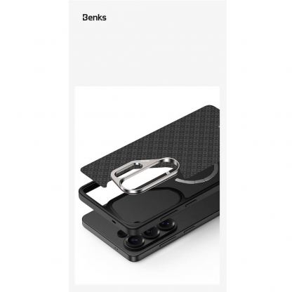 Удароустойчив кевларен кейс с MagSafe за Samsung Galaxy S26 Ultra - Benks Magnetic Armor Pro ArmorGrid Kevlar Case Metal Frame Case 600D (черен) 7