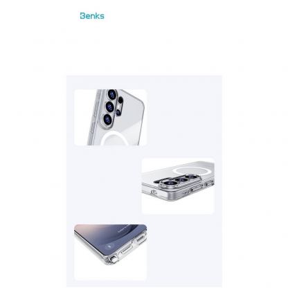  Хибриден удароустойчив кейс с MagSafe за Samsung Galaxy S26 Ultra - Benks Magnetic Crystal Case (бял-прозрачен) 7