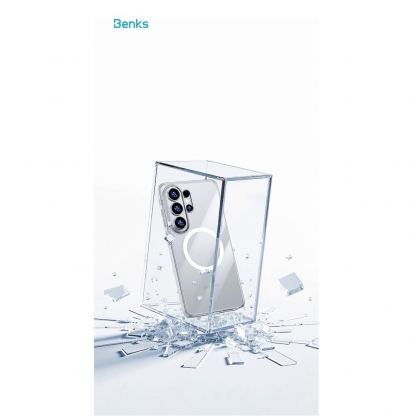  Хибриден удароустойчив кейс с MagSafe за Samsung Galaxy S26 Ultra - Benks Magnetic Crystal Case (бял-прозрачен) 8