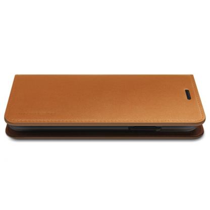 Verus Genuine Leather Diary Case - кожен калъф (естествена кожа), тип портфейл за iPhone XS Max (кафяв) 4