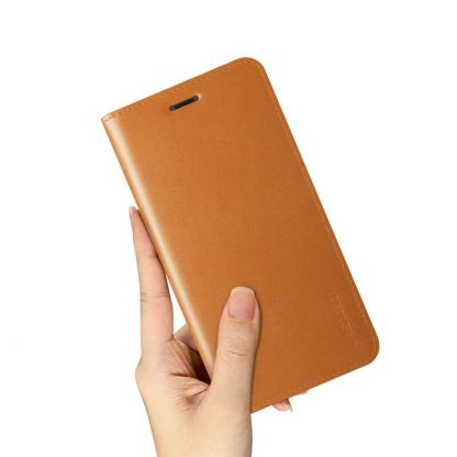 Verus Genuine Leather Diary Case - кожен калъф (естествена кожа), тип портфейл за iPhone XS Max (кафяв) 5