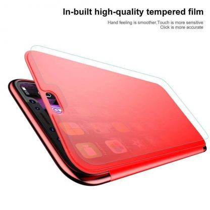 Baseus Touchable Case - силиконов (TPU) калъф, тип портфейл през който виждате информация от дисплея за iPhone XS Max (червен) 3