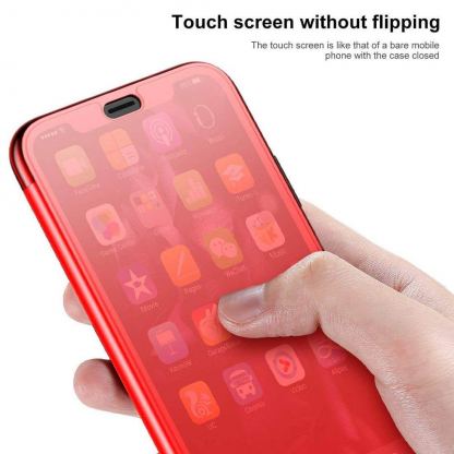 Baseus Touchable Case - силиконов (TPU) калъф, тип портфейл през който виждате информация от дисплея за iPhone XS Max (червен) 4