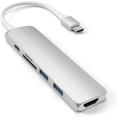 Satechi USB-C Multiport Adapter V2 - мултифункционален хъб за свързване на допълнителна периферия за компютри с USB-C (сребрист) 2