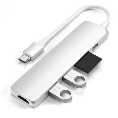 Satechi USB-C Multiport Adapter V2 - мултифункционален хъб за свързване на допълнителна периферия за компютри с USB-C (сребрист) 7