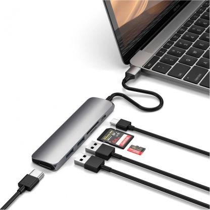 Satechi USB-C Multiport Adapter V2 - мултифункционален хъб за свързване на допълнителна периферия за компютри с USB-C (тъмносив) 10