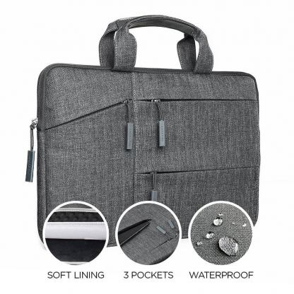 Satechi Fabric Carrying Case 15 - елегантна чанта за MacBook Pro 15 и лаптопи до 15 инча (тъмносив) 3