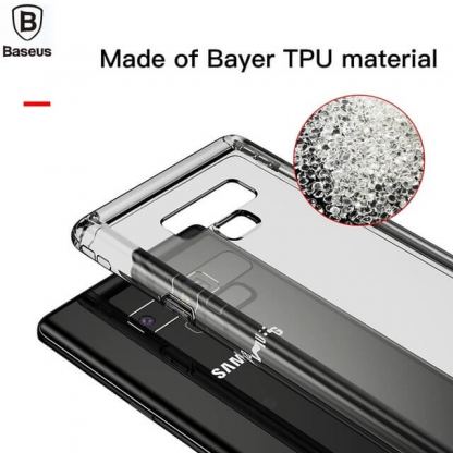 Baseus Safety Airbags Case - силиконов TPU калъф с най-висока степен на защита за Samung Galaxy Note 9 (прозрачен-черен) 3