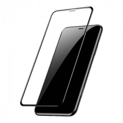 Baseus Full Screen Tempered Glass (0.30 mm) - калено стъклено защитно покритие за целия дисплей на iPhone XS Max (прозрачен-черен)  2