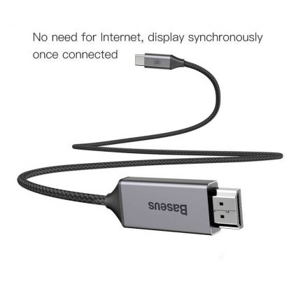 Baseus USB-C to HDMI Cable - кабел за свързване от USB-C към HDMI за устройства с USB-C порт (черен) 2