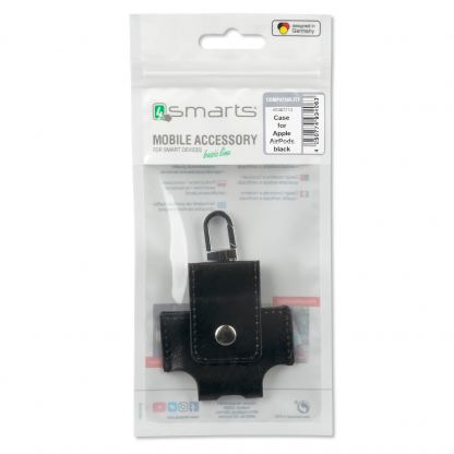 4smarts Case with Carabiner - предпазен кожен калъф за Apple Airpods (черен) 3