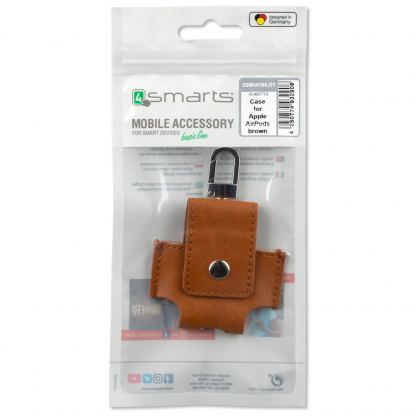 4smarts Case with Carabiner - предпазен кожен калъф за Apple Airpods (кафяв) 3