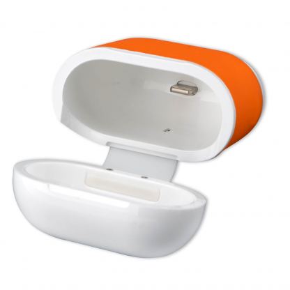 4smarts Wireless Charging Case - предпазен калъф за безжично зареждане за Apple Airpods (бял-оранжев) 2