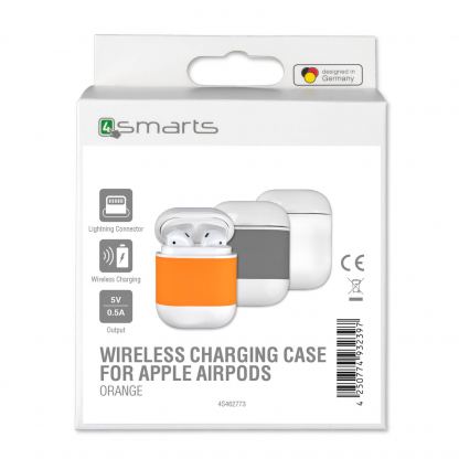 4smarts Wireless Charging Case - предпазен калъф за безжично зареждане за Apple Airpods (бял-оранжев) 6