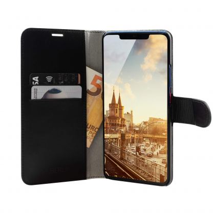 JT Berlin LeatherBook Kreuzberg Case - хоризонтален кожен (естествена кожа) калъф тип портфейл за Huawei Mate 20 Pro (черен) 4