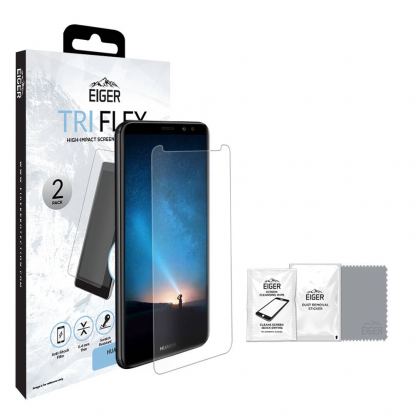 Eiger Tri Flex High Impact Film Screen Protector - качествено защитно покритие за дисплея на Huawei Mate 10 Lite (два броя) 6
