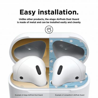 Elago AirPods Dust Guard - комплект метални предпазители против прах за Apple AirPods (златист) 4
