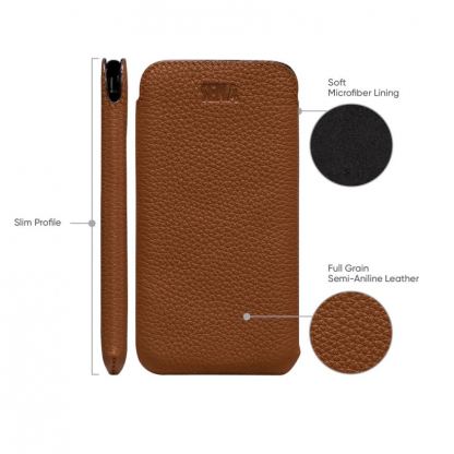 SENA UltraSlim Classic Pouch - кожен калъф (естествена кожа, ръчна изработка) за iPhone XS Max (кафяв) 5