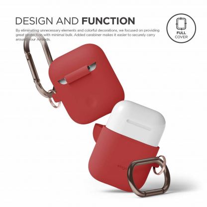 Elago Airpods Silicone Hang Case - силиконов калъф с карабинер за Apple Airpods (червен) 2