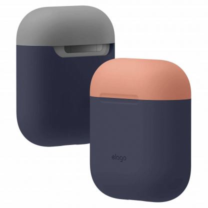 Elago Duo Silicone Case - силиконов калъф за Apple Airpods (тъмносин) 2