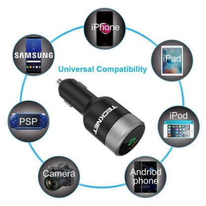 TeckNet F10036 Bluetooth FM Transmitter - блутут FM трансмитер и зарядно за кола за мобилни устройства (черен) 4