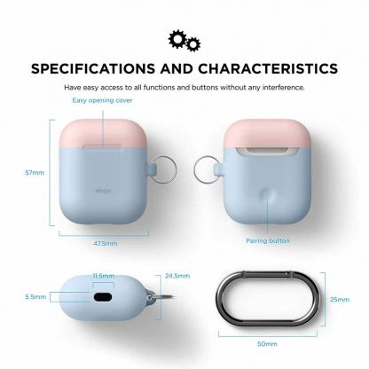 Elago Duo Hang Silicone Case - силиконов калъф за Apple Airpods (светлосин) 4