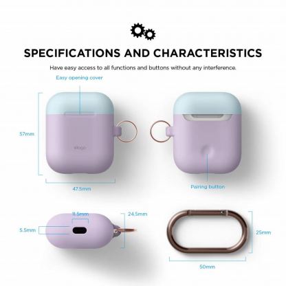 Elago Duo Hang Silicone Case - силиконов калъф за Apple Airpods (лилав) 4