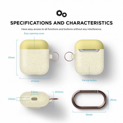 Elago Duo Hang Silicone Case - силиконов калъф за Apple Airpods (златист-фосфоресциращ) 8