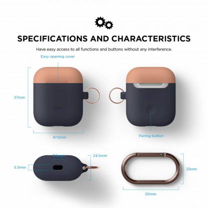 Elago Duo Hang Silicone Case - силиконов калъф за Apple Airpods (тъмносин) 5