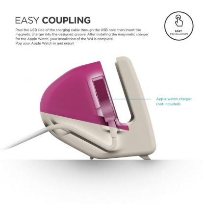 Elago W4 Watch Stand - силиконова винтидж поставка в стила на Apple iMac (1998) за Apple Watch (розова) 4