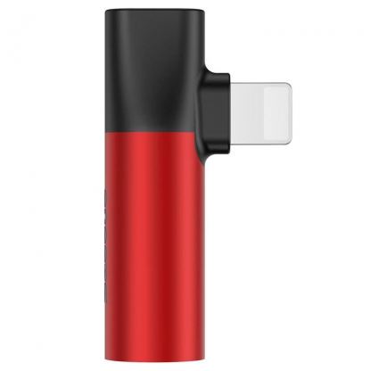 Baseus Lightning & Audio Adapter - Lightning адаптер с Lightning порт и 3.5 мм аудио вход за устройства с Lightning порт (червен) 3